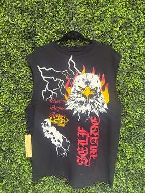 Reason Brand Eagle Tank Top Black Graphic Muscle Shirt
